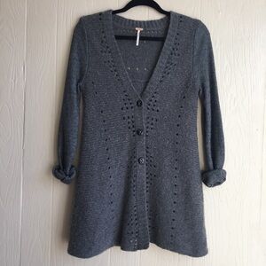 Free People Lace Embroidered Back Sweater Cardigan